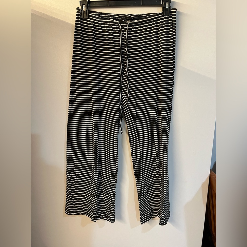 H&M Black and White Striped Knit Lounge Pants